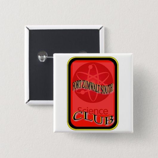 Science Club. Vierkante Button 5,1 Cm (Voorkant /achterkant)