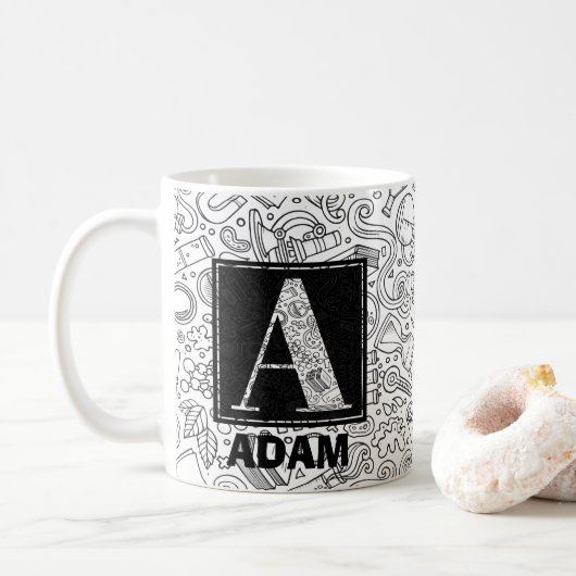 Science Custom Monogram - Letter A Coffee Mok (Met donut)