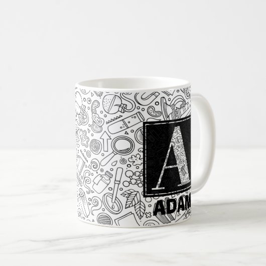 Science Custom Monogram - Letter A Coffee Mok (Voorkant rechts)