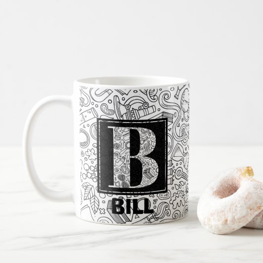 Science Custom Monogram - Letter B Coffee Mok (Met donut)