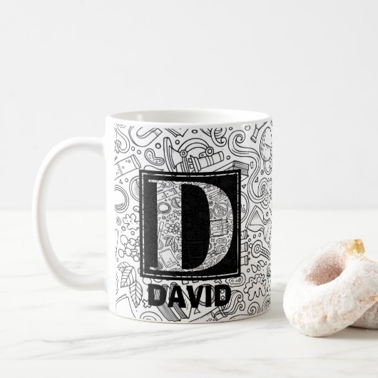 Science Custom Monogram - Letter D Coffee Mok (Met donut)
