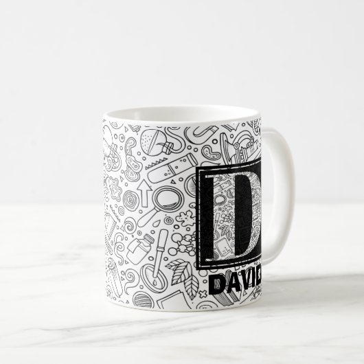 Science Custom Monogram - Letter D Coffee Mok (Voorkant rechts)