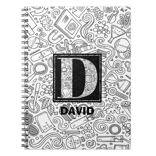 Science Custom Monogram - Letter D Notitieboek (Voorkant)