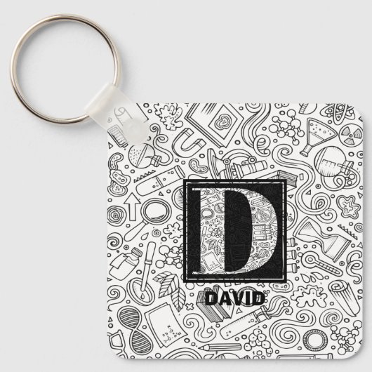 Science Custom Monogram - Letter D Sleutelhanger (Voorkant)