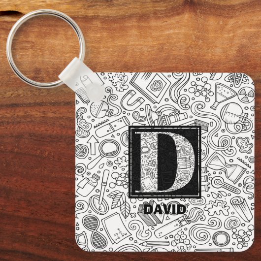 Science Custom Monogram - Letter D Sleutelhanger (Voorkant)