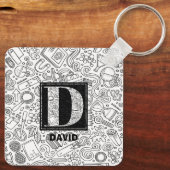 Science Custom Monogram - Letter D Sleutelhanger (Achterkant)