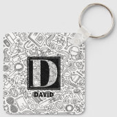 Science Custom Monogram - Letter D Sleutelhanger (Achterkant)