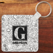 Science Custom Monogram - Letter G Sleutelhanger (Achterkant)
