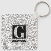 Science Custom Monogram - Letter G Sleutelhanger (Achterkant)