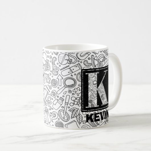 Science Custom Monogram - Letter K Coffee Mok (Voorkant rechts)