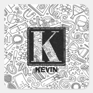 Science Custom Monogram - Letter K Vierkante Sticker