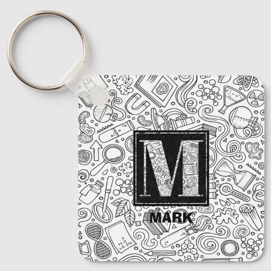 Science Custom Monogram - Letter M Sleutelhanger (Voorkant)