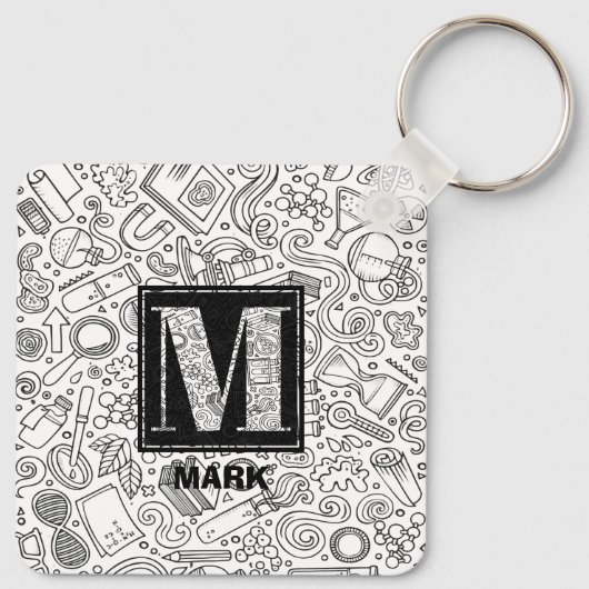 Science Custom Monogram - Letter M Sleutelhanger (Achterkant)