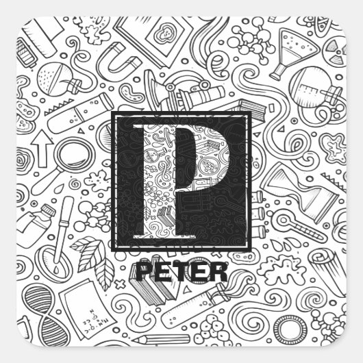 Science Custom Monogram - Letter P Square Sticker (Voorkant)