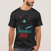 Science Diva Docent Wetenschappelijke Leraar Terug T-shirt (Voorkant)