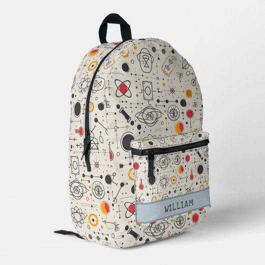 Science Drawing I Custom Name Kinder Terug naar sc Bedrukte Rugzak (Achterkant Hoek Links)