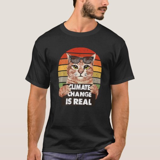Science Earth Day Climate Change Funny Cat T-shirt (Voorkant)