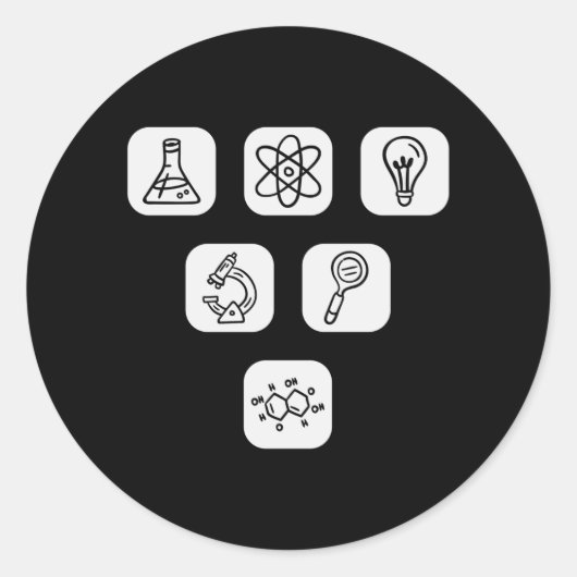 Science Elements Items Ronde Sticker (Voorkant)