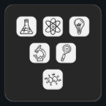 Science Elements Items Vierkante Sticker<br><div class="desc">Cool Science Design featuring several science related elements. A perfect match for every scientist,  science student,  science teacher and science lover.</div>