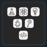 Science Elements Items Vierkante Sticker<br><div class="desc">Cool Science Design featuring several science related elements. A perfect match for every scientist,  science student,  science teacher and science lover.</div>