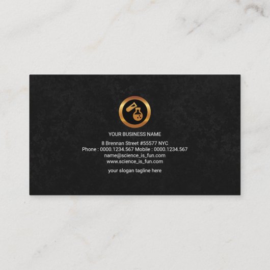 Science Elements Periodic Table Black Grunge Visitekaartje (Achterkant)