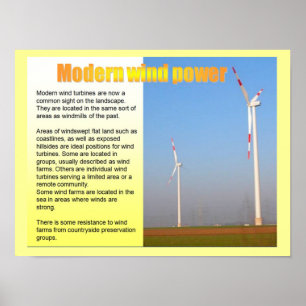 Science, Energy, Electricity, Modern wind power Poster