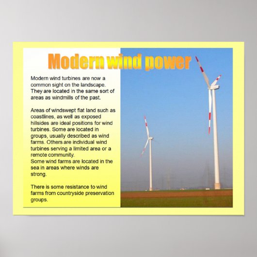 Science, Energy, Electricity, Modern wind power Poster (Voorkant)