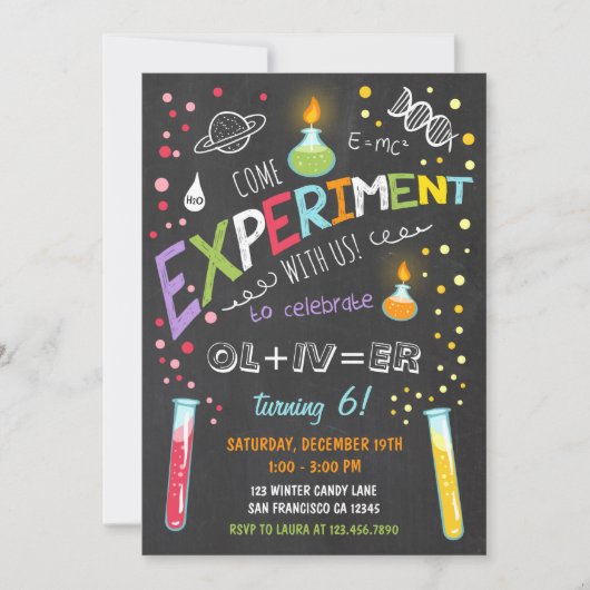 Science Experiment Birthday Invitation Boy Kaart (Voorkant)