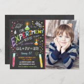 Science Experiment Birthday Invitation Boy Kaart (Voorkant / Achterkant)