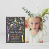 Science Experiment Birthday Invitation Girl Kaart (Staand voorkant)