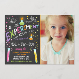 Science Experiment Birthday Invitation Girl Kaart