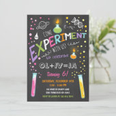 Science Experiment Birthday Invitation Girl Kaart (Staand voorkant)