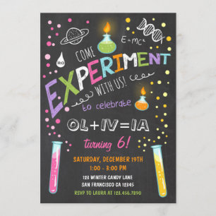 Science Experiment Birthday Invitation Girl Kaart
