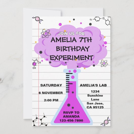 Science Experiment Birthday Invitation Kaart (Voorkant)