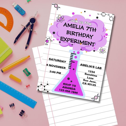 Science Experiment Birthday Invitation Kaart