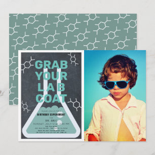 Science Experiment Flask Chalkboard Foto Birthday Kaart