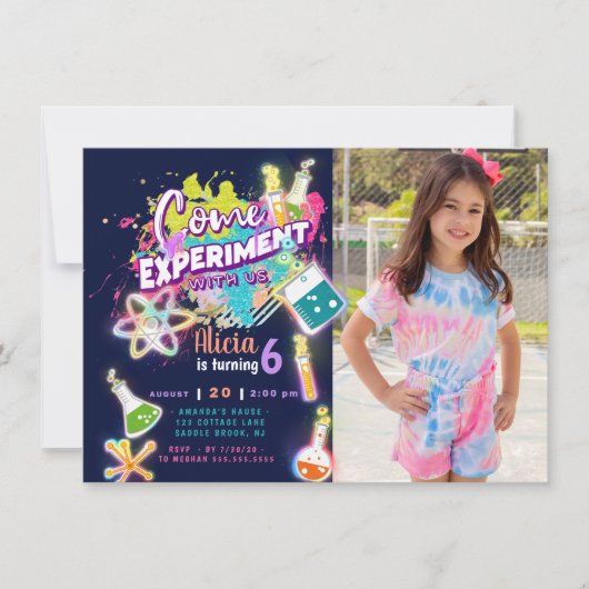 Science Experiment Invitation with Foto Kaart (Voorkant)
