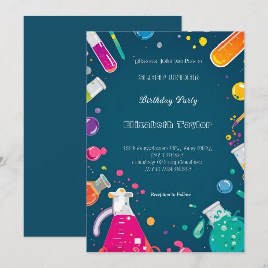 Science Experiment Party Invitation – Fun Lab Kaart (Voorkant / Achterkant)