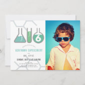 Science Experiment White Green Boy Foto Birthday Kaart (Voorkant)