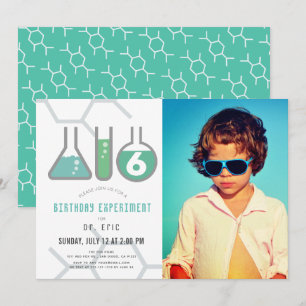 Science Experiment White Green Boy Foto Birthday Kaart