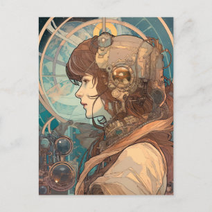 Science Fantasy Sci-Fi Art Nouveau Lady Briefkaart