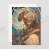Science Fantasy Sci-Fi Art Nouveau Lady Briefkaart (Voorkant / Achterkant)