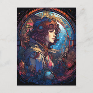 Science Fantasy Sci-Fi Art Nouveau Lady Briefkaart