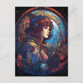 Science Fantasy Sci-Fi Art Nouveau Lady Briefkaart (Voorkant)