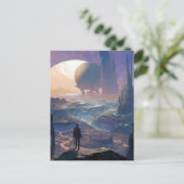 Science Fiction Alien City Landscape Sci Fi Briefkaart (Staand voorkant)
