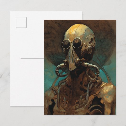 Science Fiction Alien Wearing Helmet Mask Briefkaart (Voorkant / Achterkant)