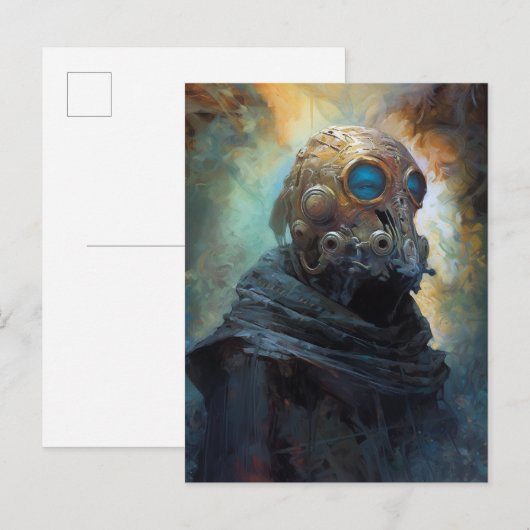 Science Fiction Alien Wearing Helmet Mask Briefkaart (Voorkant / Achterkant)