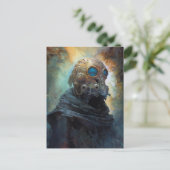 Science Fiction Alien Wearing Helmet Mask Briefkaart (Staand voorkant)