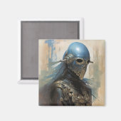 Science Fiction Alien Wearing Helmet Mask Magneet (Voorkant / Achterkant)