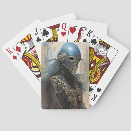Science Fiction Alien Wearing Helmet Mask Pokerkaarten (Achterkant)